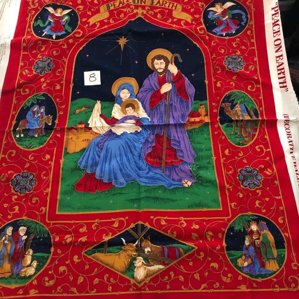 1 yard panel fabric Cotton Christmas Nativity plus pillow